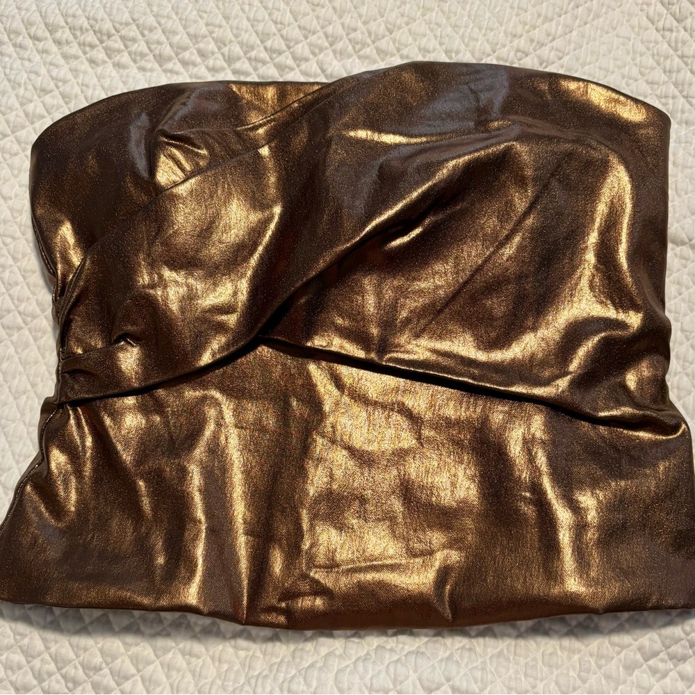 Shimmering Bronze Strapless Top